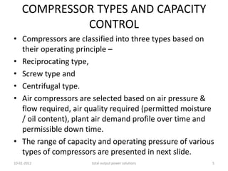 Compressor Capacity Regulation COMPRESSED AIR SYSTEM . ENERGY CONSERVATION OPPORTUNITIES | PDF