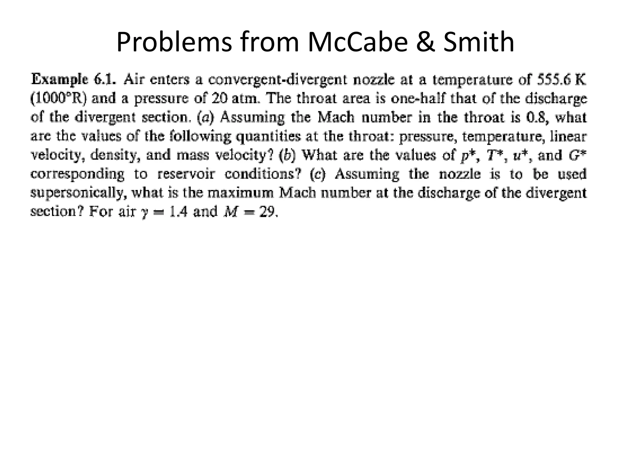 Problems from McCabe & Smith
 