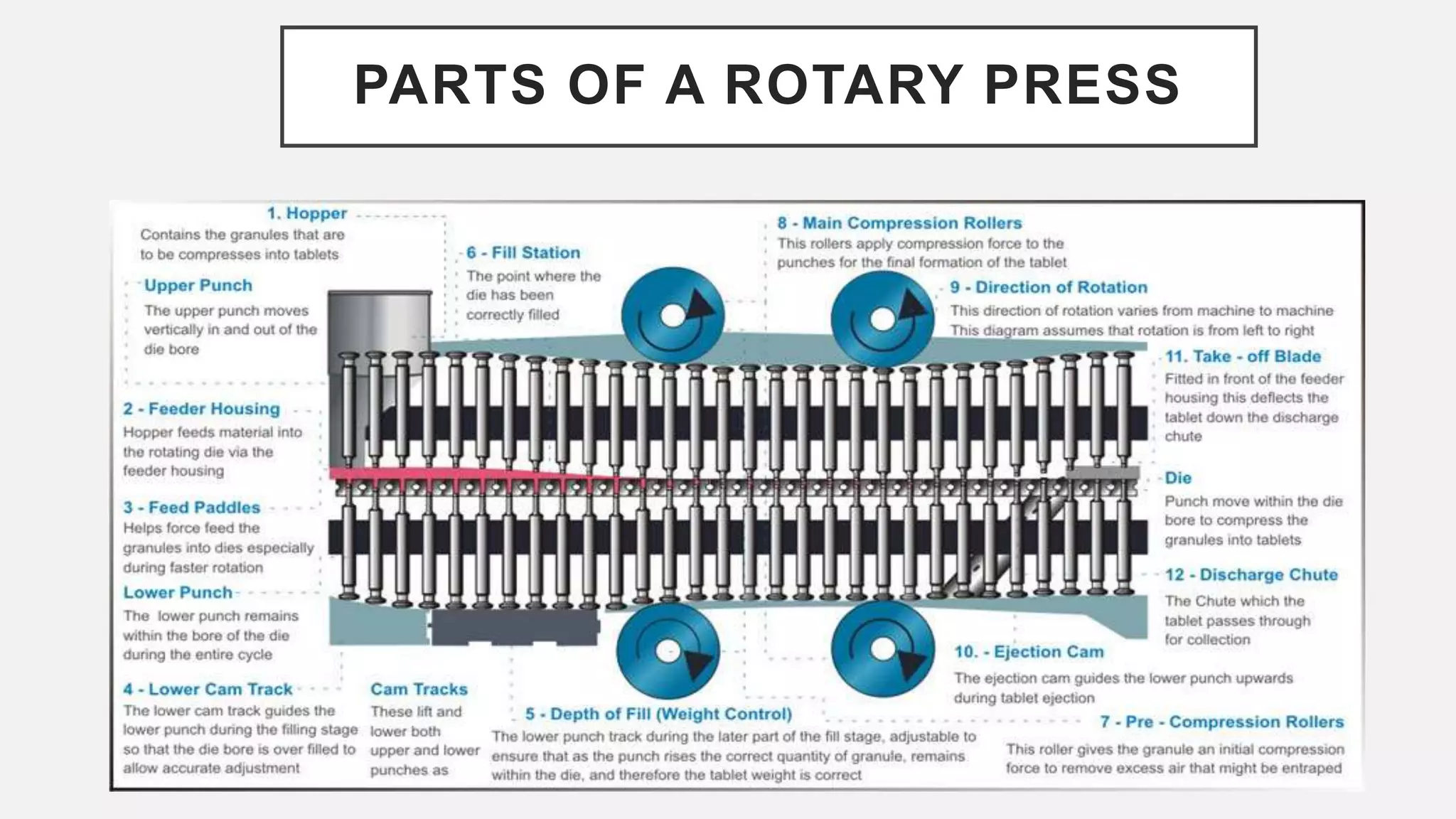 PARTS OF A ROTARY PRESS
 