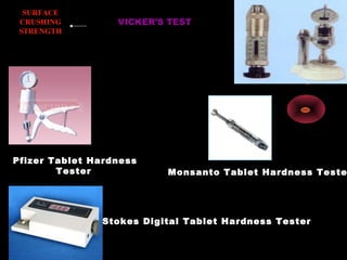 02/10/16 RAGHAVENDRA KUMAR GUNDA16
SURFACE
CRUSHING
STRENGTH
VICKER’S TEST
Pfizer Tablet Hardness
Tester Monsanto Tablet Hardness Teste
Stokes Digital Tablet Hardness Tester
 