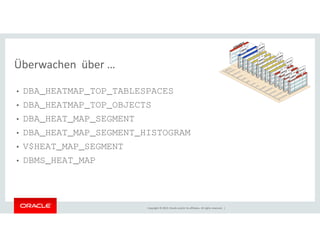 ORDERS 
Überwachen über … 
• DBA_HEATMAP_TOP_TABLESPACES 
• DBA_HEATMAP_TOP_OBJECTS 
• DBA_HEAT_MAP_SEGMENT 
• DBA_HEAT_MAP_SEGMENT_HISTOGRAM 
Copyright © 2014, Oracle and/or its affiliates. All rights reserved. | 
• V$HEAT_MAP_SEGMENT 
• DBMS_HEAT_MAP 
 