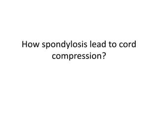 How spondylosis lead to cord
compression?
 