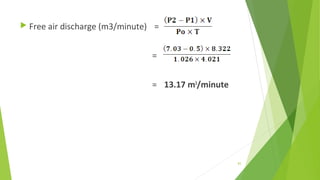 Free air discharge (m3/minute) =
=
= 13.17 m3
/minute
83
 