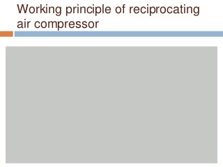 Working principle of reciprocating
air compressor
 