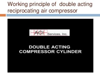 Working principle of double acting
reciprocating air compressor
 