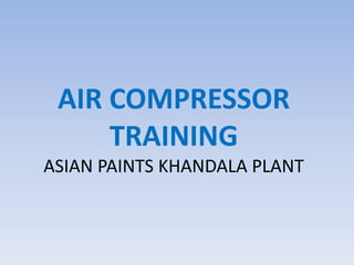AIR COMPRESSOR
TRAINING
ASIAN PAINTS KHANDALA PLANT
 