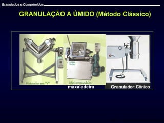 Granulados e Comprimidos

GRANULAÇÃO A ÚMIDO (Método Clássico)

maxaladeira

Prof. Dr. Cícero Flávio Soares Aragão

 