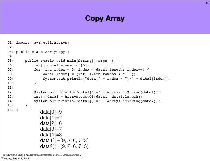 Computer Programming Chapter 6 : Array and ArrayList