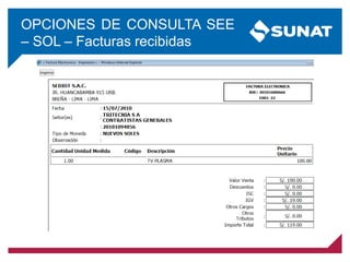 OPCIONES DE CONSULTA SEE
– SOL – Facturas recibidas
 
