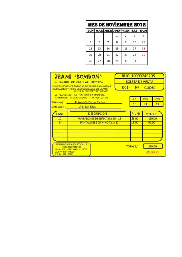 Comprobantes de pago y modelo de calendario