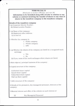 Caa 11 Form.pdf Companies (Compromises, Arrangements, and Amalgamations) Rules, 2016 | PDF