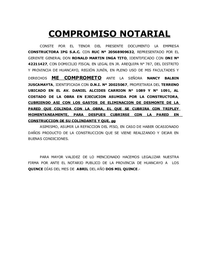 Compromiso notarial ipg s.a.c. Compromiso notarial ipg s.a.c.