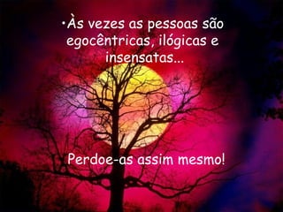 Às vezes as pessoas são  egocêntricas, ilógicas e  insensatas... Perdoe-as assim mesmo! 