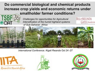 Do commercial biological and chemical products increase crop yields and economic returns under smallholder farmer conditions? Challenges for opportunities for Agricultural Intensification of the humid highland systems of Sub-Saharan  Africa International Conference. Kigali Rwanda Oct 24 -27 