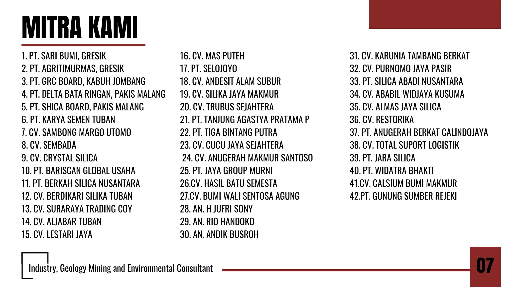 Sentosa Handoko Company Profile dari PT. Mineral Ridho Jaya | PPTX