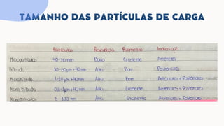 TAMANHO DAS PARTÍCULAS DE CARGA
 