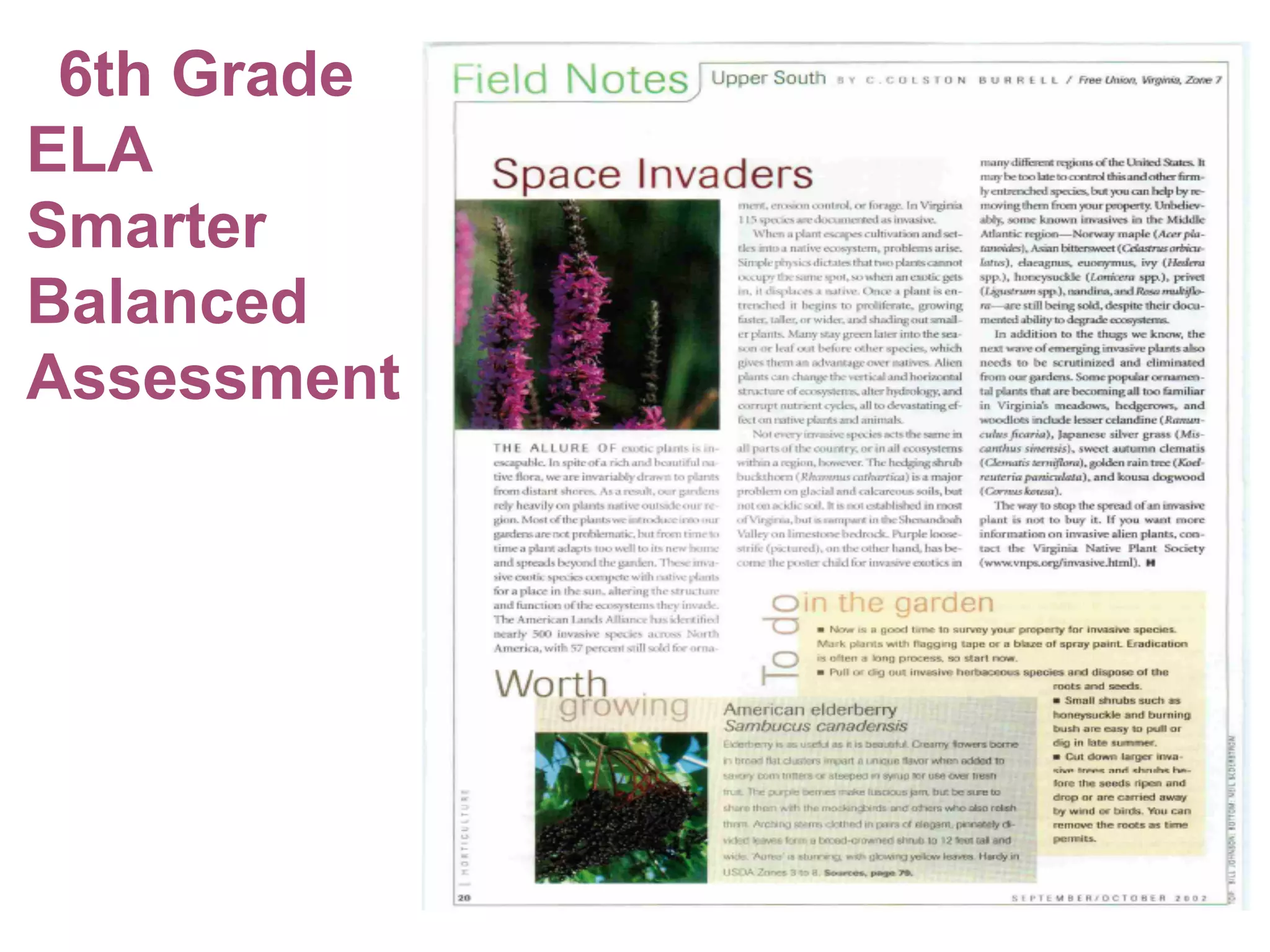 6th Grade
ELA
Smarter
Balanced
Assessment
 