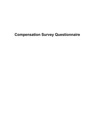 Compensation Survey Questionnaire
 