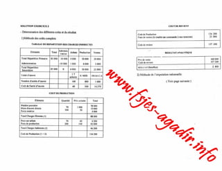 Comptabilité de gestion ( compta. analytique) exercices corrigés