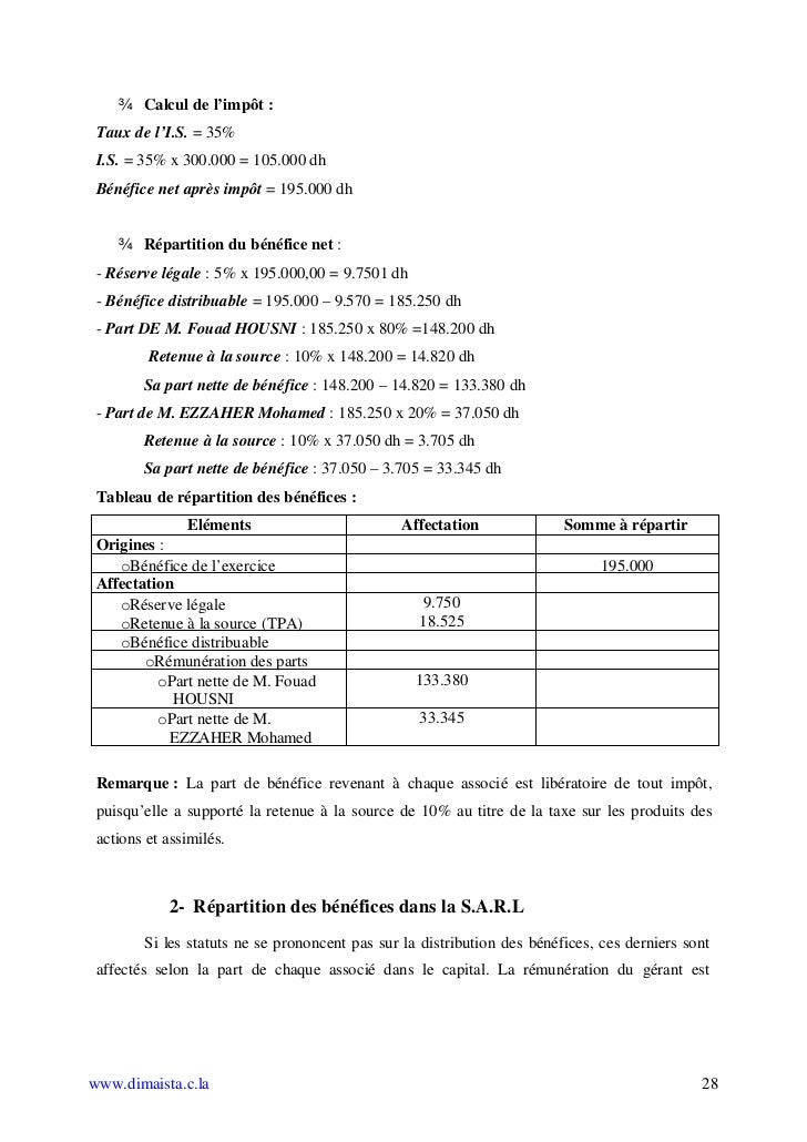 Formulaire pdf Exemple calcul boni de liquidation