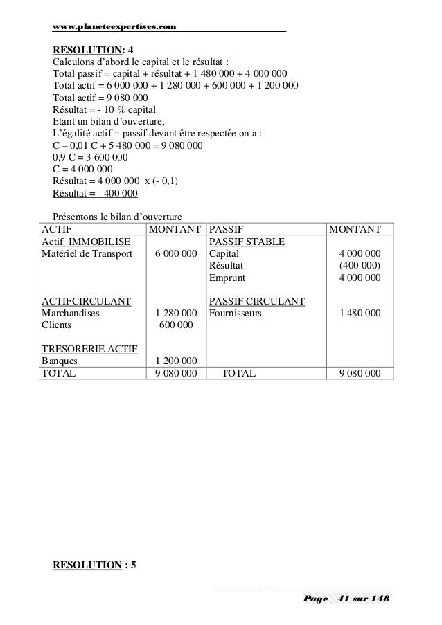 Exemple De Bilan D'ouverture D'une Entreprise Pdf  doniemas