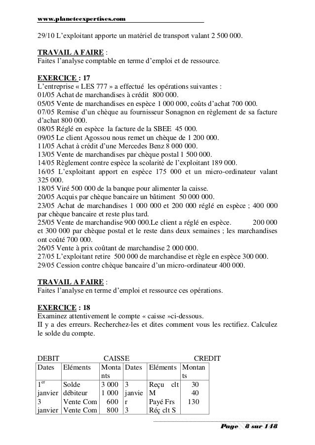 Comptabilite Generale Exercices Et Corriges 1