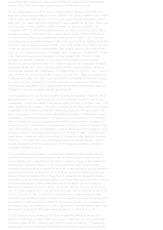 crédit 400 000. 04/01 : Réglé contre chèque postal 50 000 de frais de transport sur les marchandises
achetées. 05/01 : Réglé contre chèque la prime d’assurance 625 000. Page 17 sur 148
18. www.planeteexpertises.com 07/01 : Payer en espèce les frais de réception pour 150 000. 09/01 :
Réglé contre chèque bancaire le salaire du mois de 1 200 000. 15/01 : Encaissé 30000 de loyer et 50 000
d’intérêt créditeur par chèque bancaire. 19/01 : Payé contre espèce 75 000 de timbre poste et 4 500 de
timbre fiscal. 18/01: Réglé contre espèce l’honoraire de l’expert comptable 300 000. 20/01 : Réglé le loyer
du mois en espèce 120 000. TRAVAIL A FAIRE : Journaliser ces opérations. EXERCICE : 42
L’entreprise « LES 777 » a effectué les opérations suivantes au cours du mois de Juin : 03/06 : Don et
Libéralité aux aveugles 115 000. 05/06 : Payé en espèce la patente du mois 70 200. 11/06 : La banque
nous envoie un avis de débit relatif au prélèvement des frais de tenue de compte 25 500. 13/06:Réglé
contre chèque bancaire les intérêts sur emprunt 75000. 15/06 : Achat à crédit des emballages perdus 300
000. 16/06 : Vente à crédit de marchandises 850 000 ; coût d’achat 600 000. 18/06 : Réglé contre chèque
bancaire des redevance sur brevet et licence 80 000. 20/06 : Réglé en espèce les frais d’OBSS 80 000.
22/06 : Reçu de l’Africaine des Assurances l’indemnité relative au sinistre du 15 octobre passé 1 150 000.
25/06 : Payé contre espèce les frais de transport à la charge de Bola 45 000. TRAVAIL A FAIRE :
Journaliser ces opérations. EXERCICE : 43 Une entreprise vous confie les opérations suivantes
effectuées au cours du mois de Novembre : 01/11 : Réglé en espèce les frais de réparations du véhicule
administratif 140 000. 03/11 : Payé contre chèque postal 160 000 de frais de téléphone et 190 000 de
frais d’insertion publicitaire dans l’hebdomadaire « LA TRIBUNE DE LA CAPITALE ». 06/11 : Payé en
espèce 15 000 de frais d’électricité et 40 000 de transport sur vente. 10/11 : Réglé contre chèque postal
45 000 pour stylos à bille. 14/11 : Reçu contre chèque bancaire une subvention de l’Etat pour le compte
de l’exercice en cours 2 500 000. 18/11 : Vente de marchandises par chèque bancaire 500 000. Les
marchandises ont coûté 600 000. 22/11 : Réglé en espèce les frais de mission du directeur commercial
370 000 23/11 : Vente de marchandises 400 000. Page 18 sur 148
19. www.planeteexpertises.com TRAVAIL A FAIRE : Journaliser ces opérations. EXERCICE : 44 Les
informations relevées sur le compte de résultat de la société Rafiou pour l’exercice N vous sont ainsi
communiquées : Achat de marchandises 8 208 Achat de matières premières 47 232 Autres achats 17 280
Autres charges 864 Autres produits 1 728 Charges de personnel 28 800 Charge d’intérêt 3 816 Dotations
d’exploitation 16 200 Dotations exceptionnelles 3 600 Dotations financières 576 Impôt et taxes 7 200
Impôt sur les bénéfices 26 280 Intérêts perçus 648 Production immobilisée 1 440 Production stockée
(augmentation) 7 920 Production vendue 115 344 Produit de cession d’élément d’actif 17 280 Produit
HAO 13 320 Reprise sur provisions d’exploitation 864 Reprise sur provisions HAO 3 168 Reprise sur
provisions financières 2 880 Subvention d’exploitation reçue 576 Valeur comptable des éléments d’actif
cédés 7 200 Variation des stocks de marchandises X Vente de marchandises 14 184 Variation des stocks
de matières premières 1 440 Résultat net de l’exercice 7 776 TRAVAIL A FAIRE : 1°) Recherchez les
valeurs du poste variation des stocks de marchandises. 2°) Présentez les soldes significatifs de gestion.
EXERCICE : 45 La société Rafiou vous communique les informations suivantes relatives à l’année N :
Vente de marchandises 13 476 Production vendue 1 124 842 Production immobilisée 8 Subvention
d’exploitation 209 Page 19 sur 148
20. www.planeteexpertises.com Reprise sur amortissement d’exploitation Autres produits Achat de
marchandises Variation de stock de marchandises Achat de matières premières Variation de stock de
matières premières Autres achats Impôt et taxes Salaires et traitements Charges sociales Dotations aux
amortissements d’exploitation Dotations aux provisions d’exploitation Autres charges Personnel
intermédiaire Revenue de titre de participation Revenu de titre de placement Intérêts des prêts Reprises de
provisions financières Gain de change Gain sur cession de titre de placement Dotations aux provisions
financières Intérêts des emprunts Perte de change Perte sur cession des titres de placement Produits
HAO Produits de cessions d’immobilisations Reprise sur provisions HAO Charges HAO Valeur comptable
de cessions d’immobilisation Dotations HAO Participation des travailleurs Impôt sur les bénéfices
Redevance de crédit-bail 3 797 10 529 2 504 333 122 225 (652) 343 676 29 958 379 145 197 245 38
230 9 791 10 029 24 660 101 040 11 234 198 979 62 751 24 430 5 489 36 218 181 627 22 198 0 3 988
133 887 3 259 4 746 113 438 1 130 700 28 216 14 500 TRAVAIL A FAIRE : Présentez les soldes
significatifs de gestion. NB :La redevance de crédit-bail est composée d’une dotation aux amortissements
d’un montant de 12 000 et des intérêts. EXERCICE : 46 A la fin de l’exercice 1997 vous disposez des
informations ci-après sur l’exploitation de la société : Appointements 1 200 000 Produits d’entretien 142
600 Fournitures de bureau 217 900 Location matériel de transport 325 400 Page 20 sur 148
21. www.planeteexpertises.com Honoraire de l’expert comptable 810 000 Frais d’entretien et de
réparation 184 900 Impôt sur salaire 96 000 Timbres fiscaux 12 000 Loyers de construction 600 000
Cotisations sociales 196 800 Cotisations et dons 100 000 Escomptes accordés 324 217 Dotations aux
amortissements des frais d’établissement 250 800 Réparation des frais de transport sur client 245 800
 