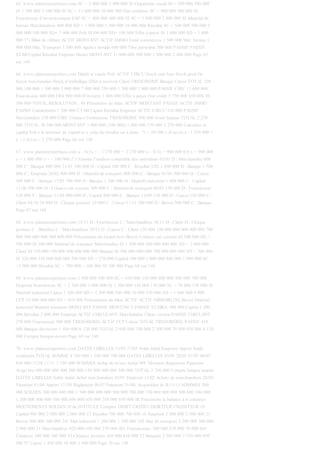 65. www.planeteexpertises.com SC = 2 400 000 2 400 000 SI Organisme social SC= 500 000 500 000
SI 1 500 000 3 100 000 SI SC = 11 600 000 10 000 000 Etat créditeur SC = 900 000 900 000 SI
Fournisseur d’investissement EAP SC = 400 000 400 000 SI SC = 1 800 000 1 800 000 SI Matériel de
bureau Marchandises 400 000 SD = 1 900 000 1 500 000 10 000 000 Résultat SC = 500 000 500 000 2
000 000 100 000 SD= 7 900 000 Prêt SI100 000 SD= 100 000 Effet à payer SI 1 800 000 SD = 1 800
000 7°) Bilan de clôture ACTIF MONTANT ACTIF IMMO Fond commerces 1 500 000 Mat. bureau 1
900 000 Mat. Transport 3 500 000 Agence installa 600 000 Titre participat 500 000 PASSIF PASSIF
STAB Capital Résultat Emprunt Dettes MONTANT 11 000 000 500 000 1 500 000 2 400 000 Page 65
sur 148
66. www.planeteexpertises.com Dépôt et cautio Prêt ACTIF CIRCU Stock mat four Stock prod fin
Stock marchandise Stock d’emballage Effet à recevoir Client TRESORERIE Banque Caisse TOTAL 350
000 100 000 1 500 000 3 000 000 7 900 000 750 000 1 300 000 1 000 000 PASSIF CIRC 11 600 000
Fournisseur 400 000 FRS 900 000 D’investis 1 800 000 Effet à payer Etat crédit 5 750 000 450 000 30
100 000 TOTAL RESOLUTION : 40 Présentons du bilan ACTIF MONTANT PASSIF ACTIF IMMO
PASSIF Camionnette 1 500 000 CTAB Capital Résultat Emprunt ACTIF CIRCU 320 000 PASSIF
Marchandise 150 000 CIRC Créance Fournisseur TRESORERIE 300 000 Avoir banque TOTAL 2 270
000 TOTAL 30 100 000 MONTANT 1 000 000 (100 000) 1 000 000 370 000 2 270 000 Calculons le
capital Soit x le montant du capital et y celui du résultat on a donc : Y = 10/100 x d’ou on a : 1 370 000 +
x + (-0,1x) = 2 270 000 Page 66 sur 148
67. www.planeteexpertises.com x – 0,1x = - 1 370 000 + 2 270 000 x – 0,1x = 900 000 0,9 x = 900 000
x = 1 000 000 y = - 100 000 2°) Faisons l’analyse comptable des opérations 03/01 D : Marchandise 600
000 C : Banque 600 000 31/01 100 000 D : Capital 100 000 C : Résultat 3/02 1 500 000 D : Banque 1 500
000 C : Emprunt 28/02 800 000 D : Matériel de transport 800 000 C : Banque 01/04 500 000 D : Caisse
500 000 C : Banque 17/05 700 000 D : Banque 1 200 000 D : Matériel industriel 1 900 000 C : Capital
11/06 300 000 D : Créance sur cession 300 000 C : Matériel de transport 08/07 150 000 D : Fournisseur
150 000 C : Banque 31/08 800 000 D : Capital 800 000 C : Banque 13/09 150 000 D : Caisse 150 000 C :
Client 04/10 10 000 D : Chèque postaux 10 000 C : Caisse 11/11 500 000 D : Brevet 500 000 C : Banque
Page 67 sur 148
68. www.planeteexpertises.com 15/11 D : Fournisseur C : Marchandises 30/11 D : Client D : Chèque
postaux C : Bénéfice C : Marchandises 29/12 D : Caisse C : Client 150 000 150 000 800 000 400 000 700
000 500 000 800 000 800 000 Présentation du Grand livre Brevet Créance sur cession SI 500 000 SD =
500 000 SI 300 000 Matériel de transport Marchandise SI 1 500 000 300 000 800 000 SD = 2 000 000
Client SI 150 000 150 000 800 000 800 000 Banque SI 300 000 600 000 700 000 800 000 SD = 300 000
SI 320 000 150 000 600 000 500 000 SD = 270 000 Capital 100 000 1 000 000 800 000 1 900 000 SC
=2 000 000 Résultat SC = 700 000 – 100 000 SI 100 000 Page 68 sur 148
69. www.planeteexpertises.com 1 500 000 500 000 SC = 850 000 150 000 800 000 500 000 700 000
Emprunt Fournisseur SC = 2 500 000 1 000 000 SI 1 500 000 150 000 150 000 SC = 70 000 370 000 SI
Matériel industriel Caisse 1 200 000 SD = 1 200 000 500 000 10 000 150 000 SD = 1 440 000 8 000
CCP 10 000 400 000 SD = 410 000 Présentation du bilan ACTIF ACTIF IMMOBILISE Brevet Matériel
industriel Matériel transport MONTANT PASSIF MONTAN T PASSIF STABLE 500 000 Capital 1 200
000 Résultat 2 000 000 Emprunt ACTIF CIRCULANT Marchandise Client cession PASSIF CIRCLANT
270 000 Fournisseur 300 000 TRESORERIE-ACTIF CCP Caisse TOTAL TRESORERIE-PASSIF 410
000 Banque découvert 1 440 000 6 120 000 TOTAL 2 000 000 700 000 2 500 000 70 000 850 000 6 120
000 Compte banque-ouvert Page 69 sur 148
70. www.planeteexpertises.com DATES LIBELLES 13/02 17/05 Solde initial Emprunt Apport Solde
créditeura TOTAL SOMME S 300 000 1 500 000 700 000 DATES LIBELLES 03/01 28/02 01/05 08/07
850 000 31/08 11/11 3 350 000 SOMMES Achat de m/ses Achat MT Virement Règlement Paiement
Acqui bre 600 000 800 000 500 000 150 000 800 000 500 000 TOTAL 3 350 000 Compte banque mariée
DATES LIBELLES Solde initial Achat marchandises 03/01 Emprunt 13/02 Achats de marchandises 28/02
Virement 01/04 Apport 17//05 Règlement 08/07 Paiement 31/08/ Acquisition de B 11/11 SOMMES 300
000 SOLDES 300 000 600 000 1 500 000 800 000 500 000 700 000 150 000 800 000 500 000 300 000
1 200 000 400 000 100 000 600 000 450 000 350 000 850 000 B) Présentons la balance à 4 colonnes
MOUVEMENTS SOLDES N°de INTITULE Comptes DEBIT CREDIT DEBITEUR CREDITEUR 10
Capital 900 000 2 900 000 2 000 000 13 Résultat 700 000 700 000 16 Emprunt 2 500 000 2 500 000 21
Brevet 500 000 500 000 241 Mat industriel 1 200 000 1 200 000 245 Mat de transport 2 300 000 300 000
2 000 000 31 Marchandises 920 000 650 000 270 000 401 Fournisseurs 300 000 370 000 70 000 485
Créances 300 000 300 000 53 Chèques postaux 410 000 410 000 52 Banques 2 500 000 3 350 000 850
000 57 Caisse 1 450 000 10 000 1 440 000 Page 70 sur 148
 