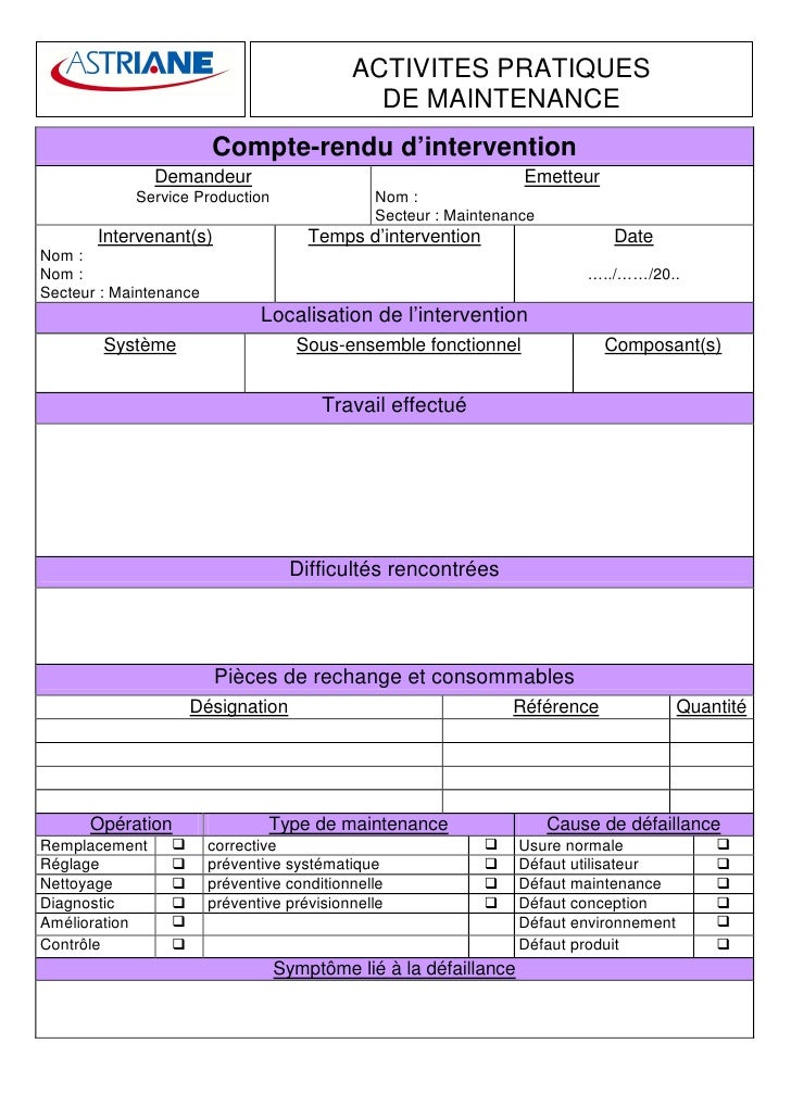compte rendu  intervention