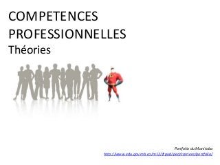 COMPETENCES
PROFESSIONNELLES
Théories
Portfolio du Manitoba
http://www.edu.gov.mb.ca/m12/frpub/ped/carriere/portfolio/
 