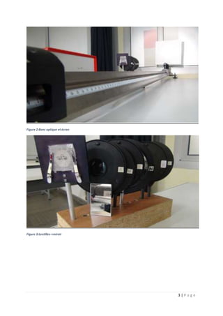 3 | P a g e
Figure 2:Banc optique et écran
Figure 3:Lentilles-+miroir
 