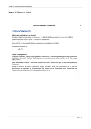Projet de promotion d’une opération
Page 26
Annexe 2 : Règlement Rédéné
 