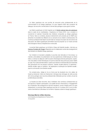 — 2 —Campus Fonderie de l’Image Centre national des arts plastiques
Salon graphique #01 : Enjeux de l’identité visuelle Ba...