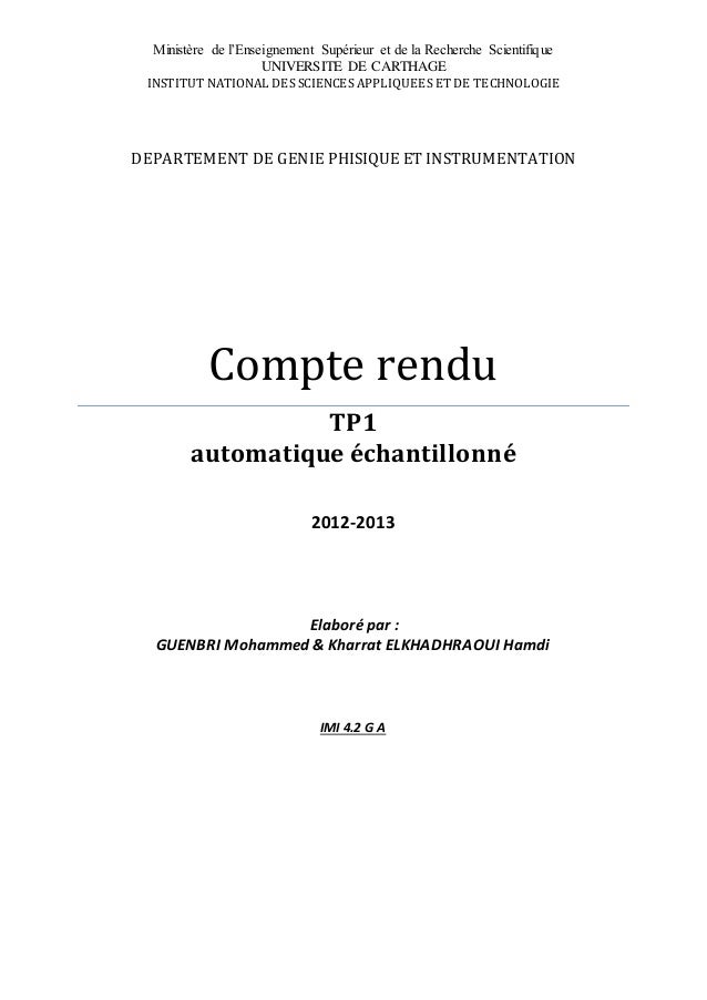 Compte rendu tp automatique 1