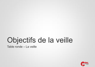 Objectifs de la veille
Table ronde – La veille

 