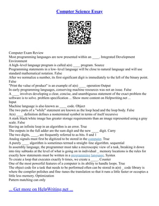 Compter Science Essay | PDF