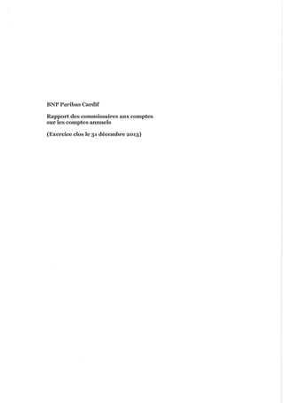 Comptes sociaux et rapport des commissaires aux comptes 2013 - BNP Paribas Cardif