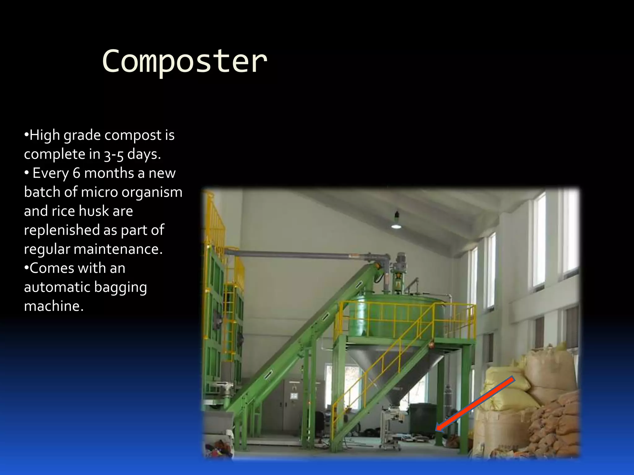 Separation Packaged food, aluminum cans, plastic are automatically separated into a bin.