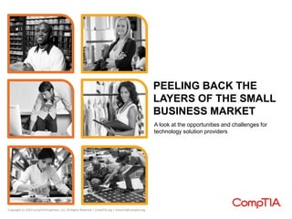 PEELING BACK THE
LAYERS OF THE SMALL
BUSINESS MARKET
A look at the opportunities and challenges for
technology solution providers
Copyright (c) 2015 CompTIA Properties, LLC, All Rights Reserved | CompTIA.org | research@comptia.org
 