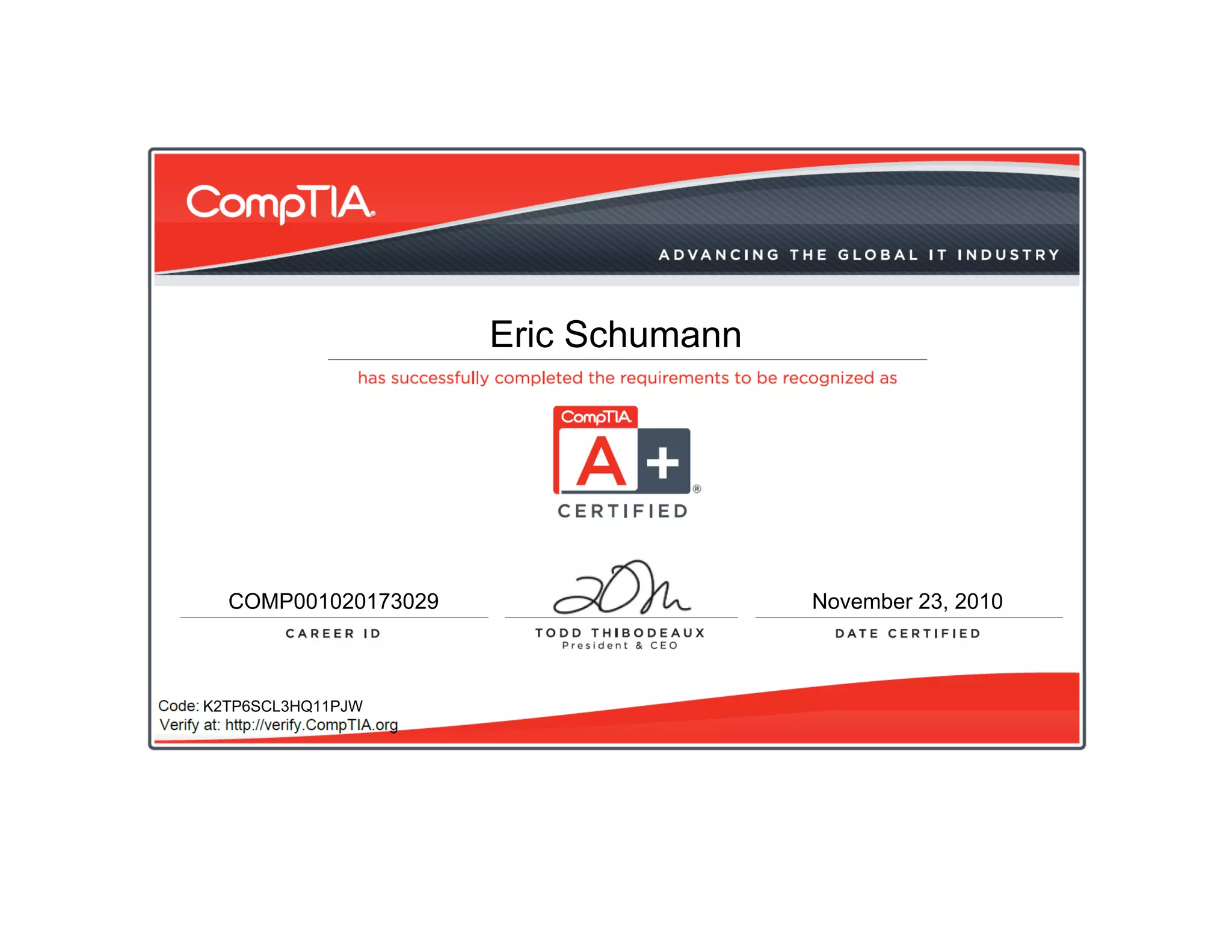 Comp Tia A+ (2009 Edition) Certificate | PDF