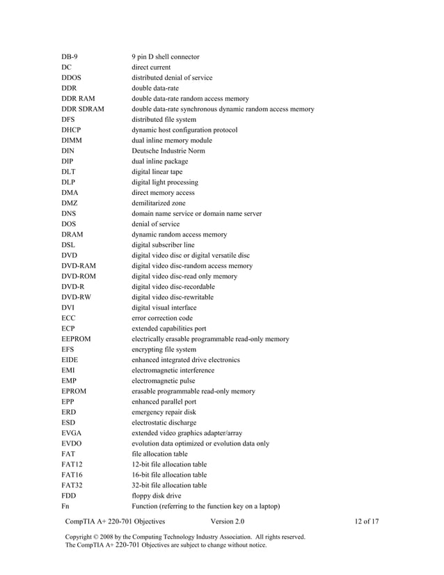 CompTIA A+ Essential Objectives | PDF | Education