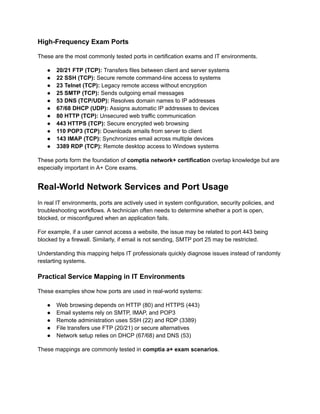 CompTIA A+ Ports and Protocols Guide for Exam Success | PDF