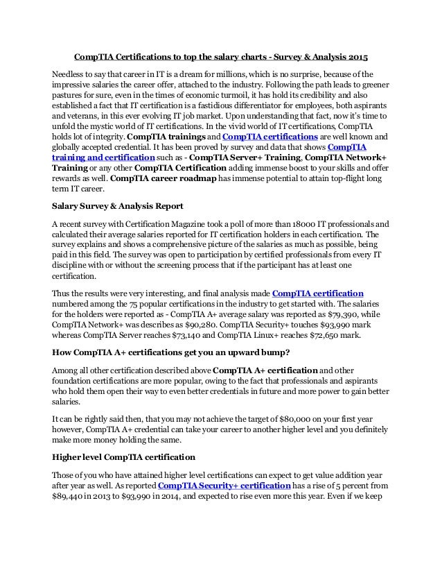 comptia certifications to top the salary charts survey analysis 2 a certification salary