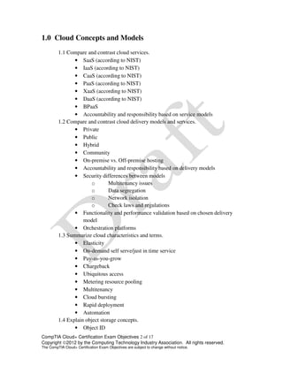 CompTIA Cloud+ Objectives | PDF