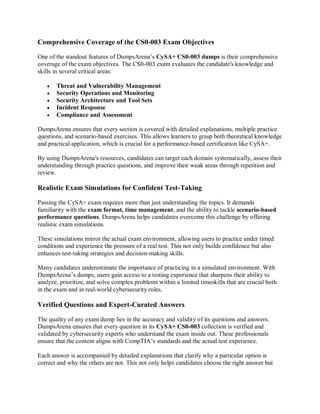 DumpsArena, CompTIA CySA+ CS0 003 Cybersecurity Analyst Dumps – No More ...