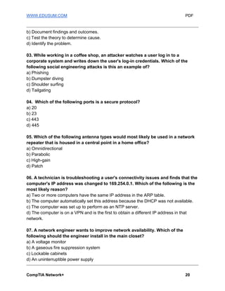 CompTIA N10-009 Certification Exam Syllabus and Exam Questions | PDF