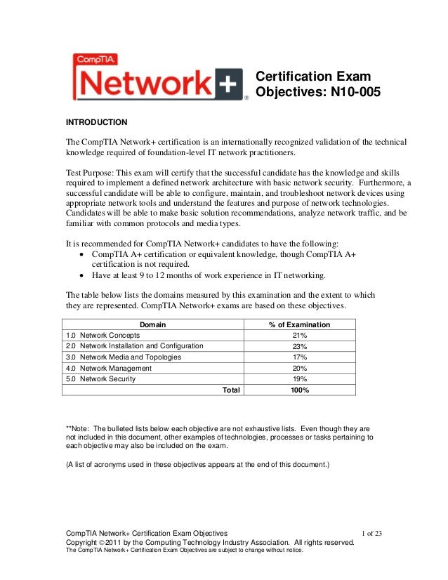 comptia network objectives
