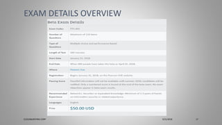EXAM DETAILS OVERVIEW
CLOUDBURSTING CORP 3/31/2018 17
 