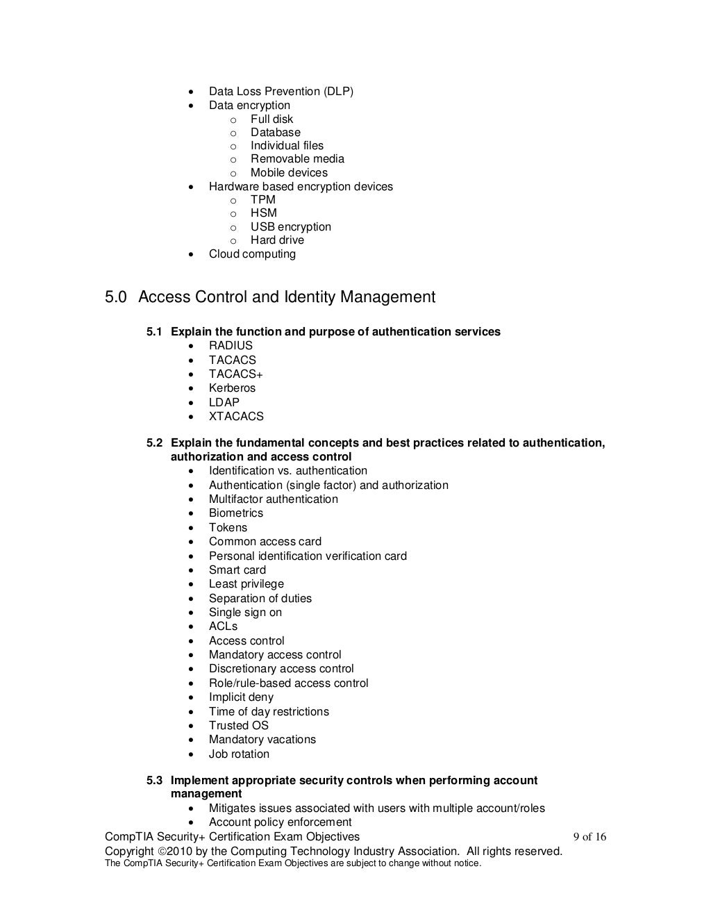 Comptia security objectives