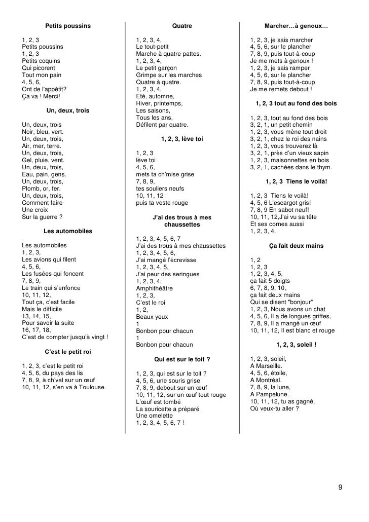 Comptines Nombres Comptines Nombres